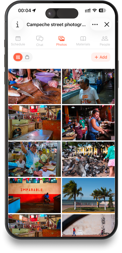 Workshop shared photos tab with participant photos from a Chinese New Year event